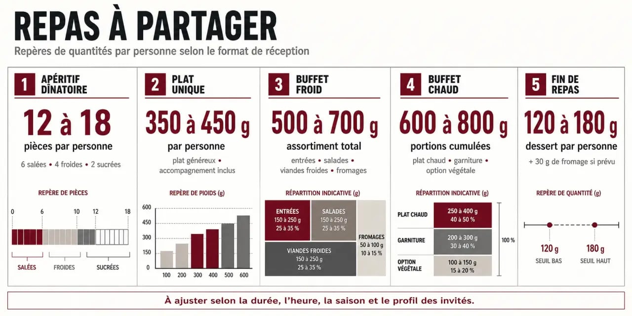 Repas à partager : infographie des formats, quantités et repères pratiques
